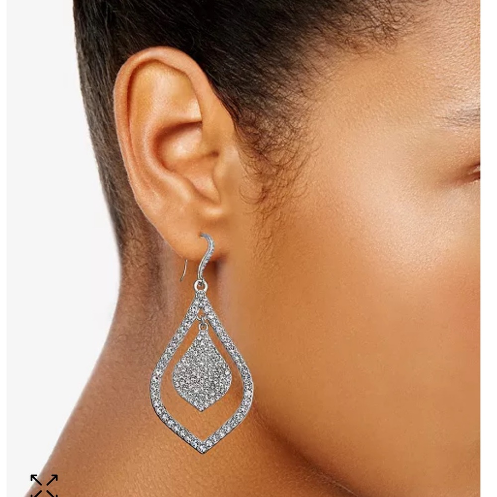 I.N.C. International Concepts Silver-Tone Crystal Pavé Double Teardrop